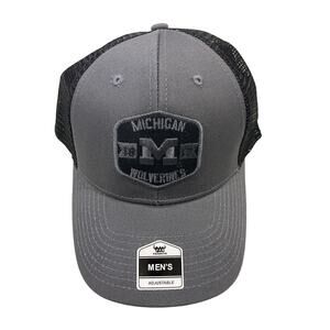 NCAA Michigan Wolverines Charcoal Mass  Adjustable MVP Mesh Snapback New